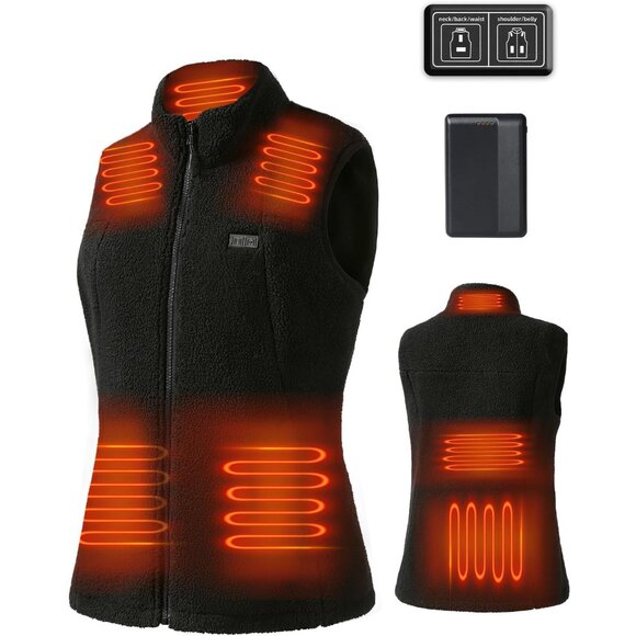 Fleece Heated Vest Women Lightweight Winter Electric with Battery Pack Small - Picture 2 of 8